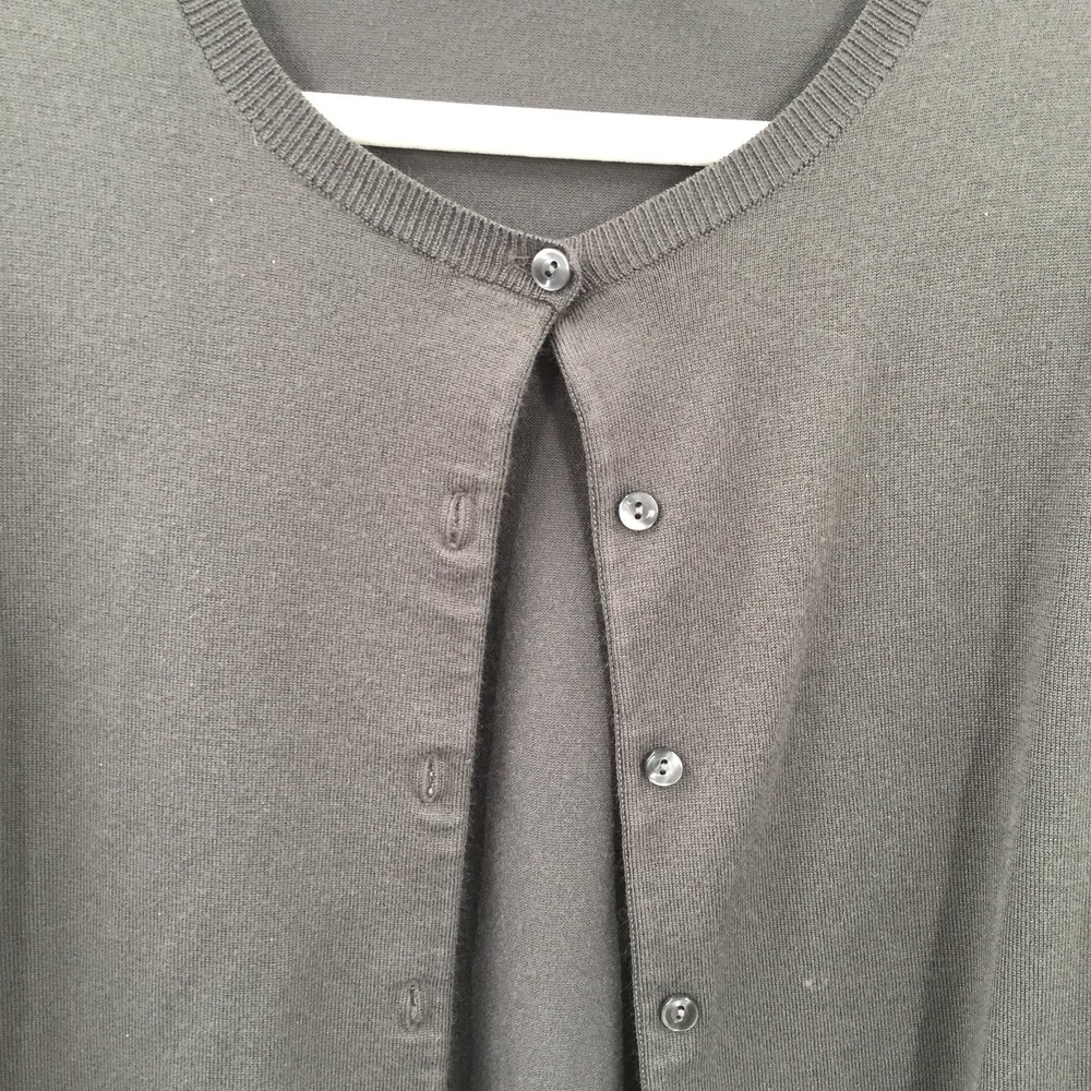 Lands End Outfitters classic gray cardigan sweater lightweight preppy nautical M - Picture 2 of 11